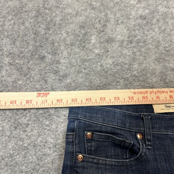 Gap‎ 1969 True Skinny Jeans 30R Super High Rise Dark Wash Blue Distressed - Picture 3 of 9